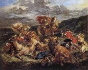 Eugene Delacroix The Lion Hunt oil on canvas